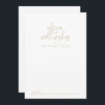 Boda de guión de afición de oro Tarjeta de consejo<br><div class="desc">Este boda de guion dorado y elegante es perfecto para un boda rústico. El diseño, sencillo y elegante, presenta una tipografía de escritura clásica y elegante en oro. Estas tarjetas son perfectas para un boda, una ducha de novia, una ducha de bebé, una fiesta de graduación y más. Personalice las...</div>