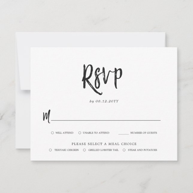 Boda de guión de baile Elección de la comida RSVP (Anverso)