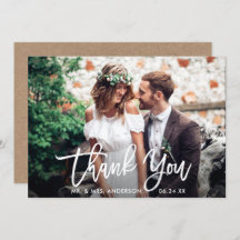 Boda de guión de pincel - Kraft - Gracias tarjeta