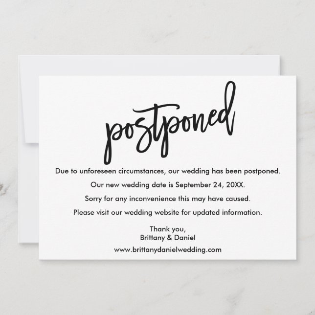 Boda de guión de pincel postergó nueva tarjeta de  (Anverso)