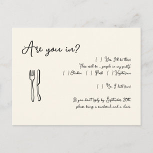 Boda de guión divertida y tarjeta postal RSVP
