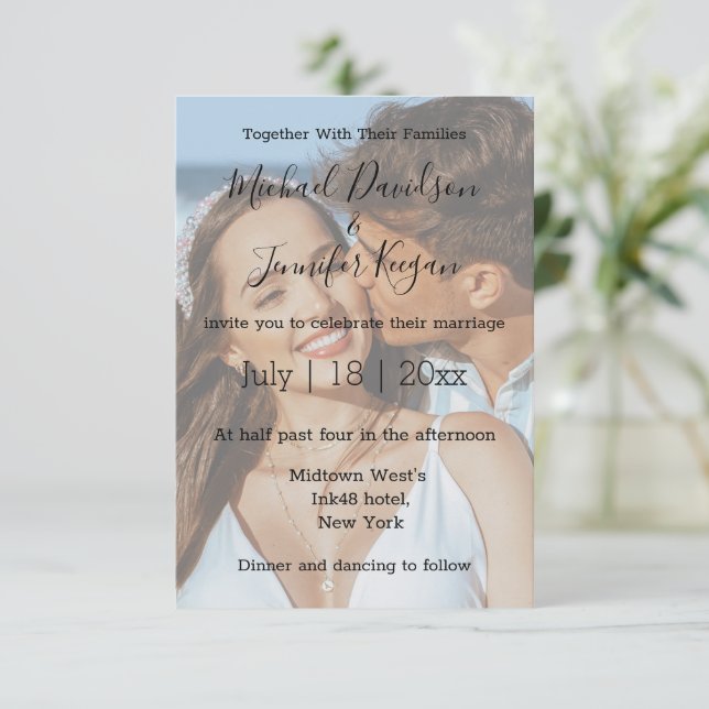 boda de guión elegante invitación de foto desvanec (Anverso de pie)