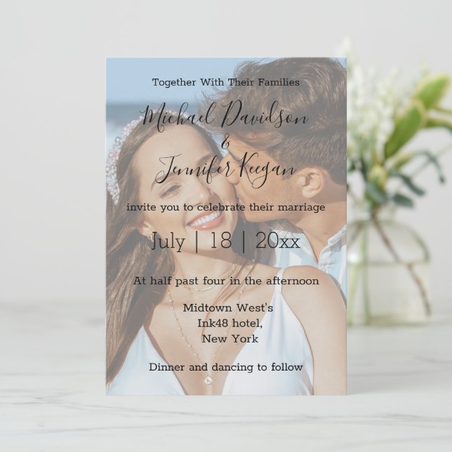 boda de guión elegante invitación de foto desvanec (Anverso de pie)