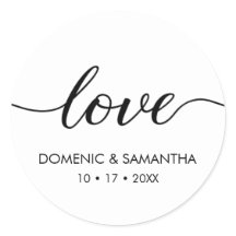 Boda de guión elegante Pegatina redondo clásico