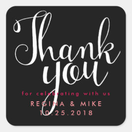 Boda de guiones de letras de mano Gracias Pegatina