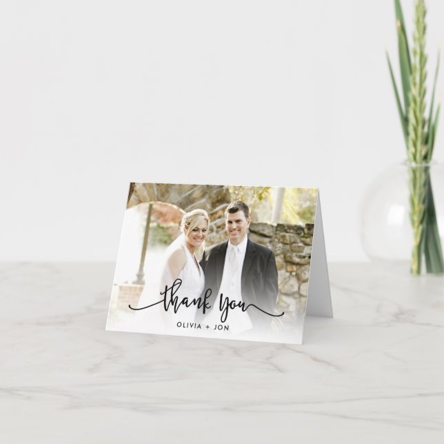 Boda de guiones Foto personalizada Gracias Nota (Anverso)