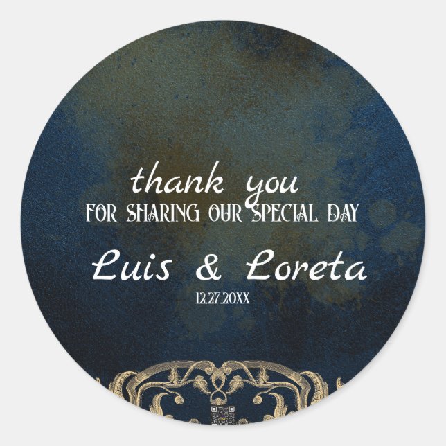 Boda de guiones Gracias Pegatina (Anverso)