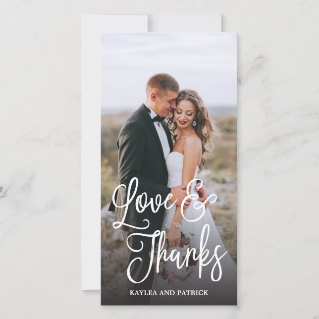 Boda de guiones románticos gracias tarjeta de foto (Anverso)