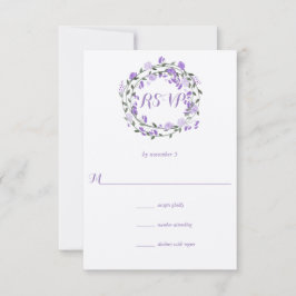 Boda de guirnaldas con flores de peón púrpura RSVP