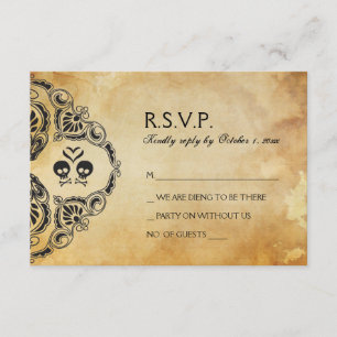 Boda de Halloween RSVP - Calavera y huesos cruzado