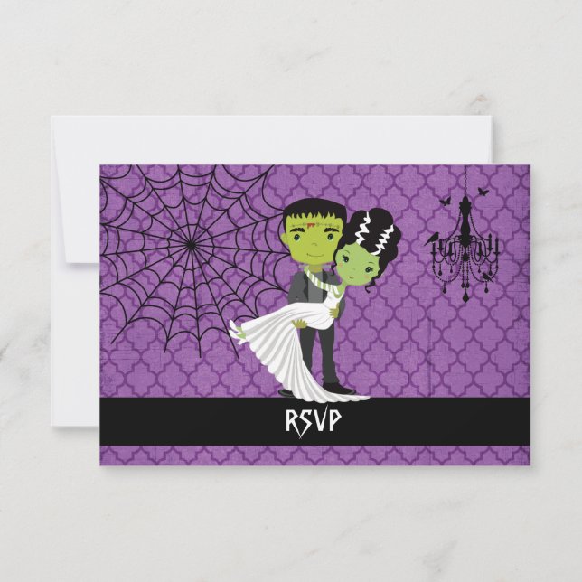 Boda de Halloween RSVP Novia de Frankenstein (Anverso)