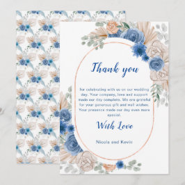 Boda de hierba de Pampas azul boho Agradecimiento