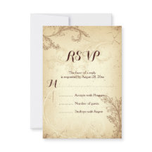 Boda de hoja de pergamino marrón vintage RSVP