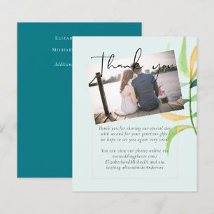 Boda de hoja tropical azul verde de vidrio marino