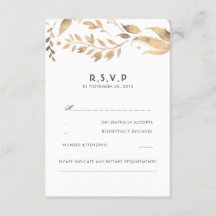 Boda de hojas blancas y doradas RSVP