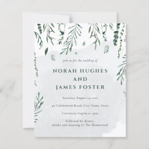 Boda de hojas de acuarela simples y mínimas de pre