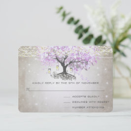 Boda de hojas de corazón de lavanda radiante RSVP