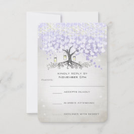 Boda de hojas de corazón de lavanda radiante RSVP