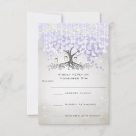 Boda de hojas de corazón de lavanda radiante RSVP