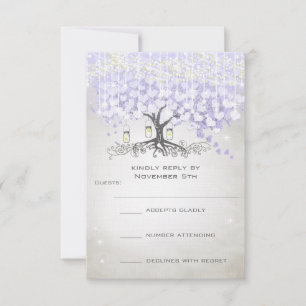 Boda de hojas de corazón de lavanda radiante RSVP
