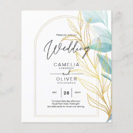 Boda de hojas de oro verdes de vidrio marino todo