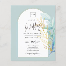 Boda de hojas de oro verdes de vidrio marino todo