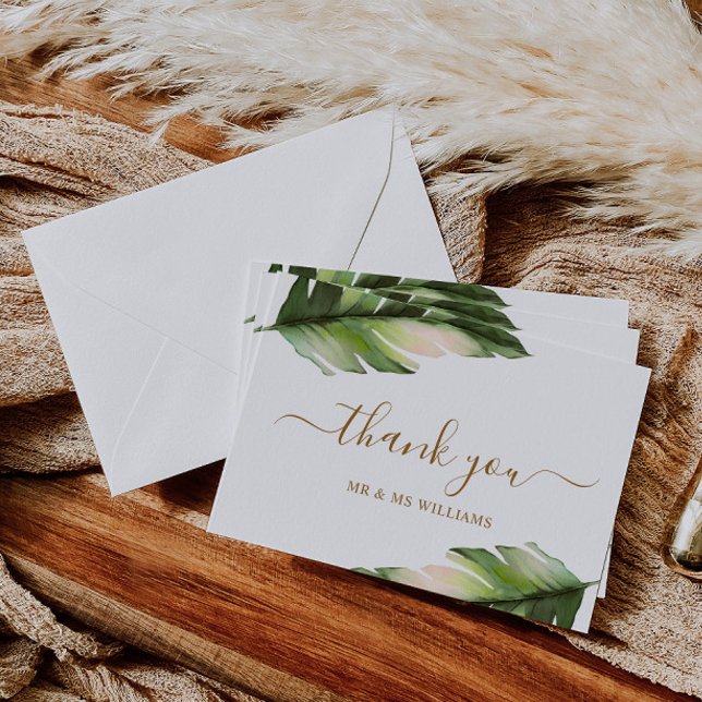 Boda de hojas de palmera tropical Gracias tarjeta (Subido por el creador)