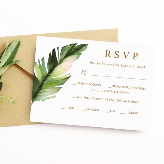 Boda de hojas de palmera tropical RSVP (Subido por el creador)
