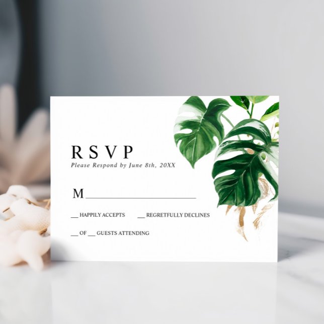 Boda de hojas de palmera tropical RSVP (Subido por el creador)