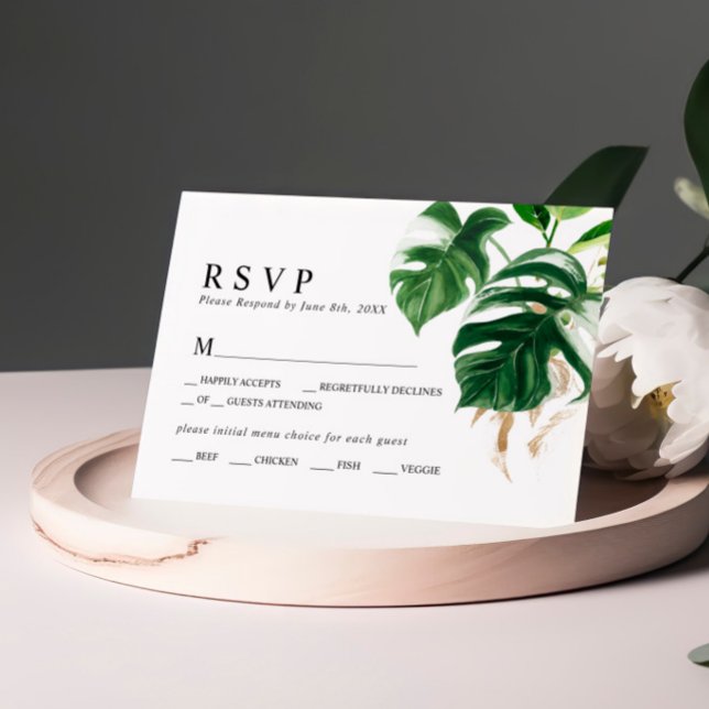 Boda de hojas de palmera tropical RSVP (Subido por el creador)