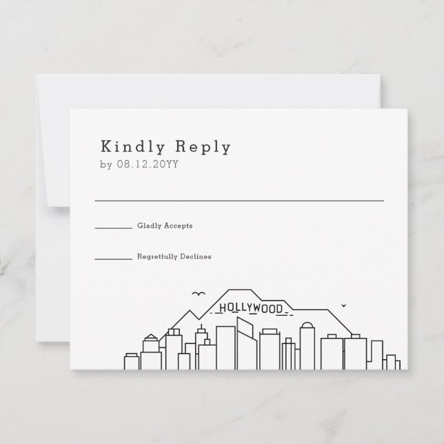 Boda de Hollywood | RSVP estilizada de líneas aére (Anverso)
