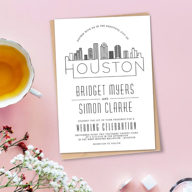Boda de Houston | Invitación estilizada a la línea (Subido por el creador)