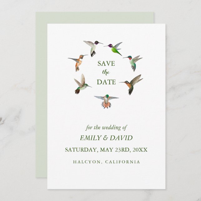 Boda de Hummingbird Guardar la Invitación de fecha (Anverso / Reverso)
