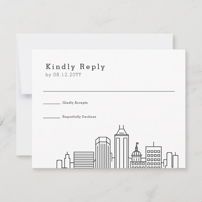 Boda de Indianápolis | RSVP estilizada de líneas a (Anverso)