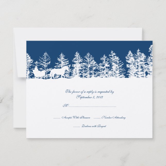 Boda de invierno azul y blanca RSVP (Anverso)