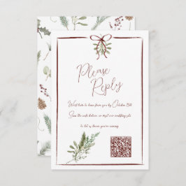 Boda de Invierno con la mano roja rusa QR RSVP