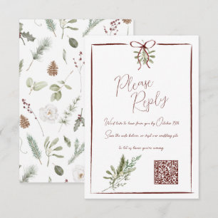 Boda de Invierno con la mano roja rusa QR RSVP