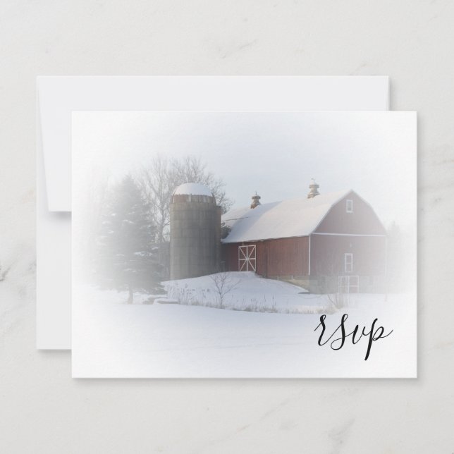 Boda de invierno cubierta de nieve RSVP (Anverso)