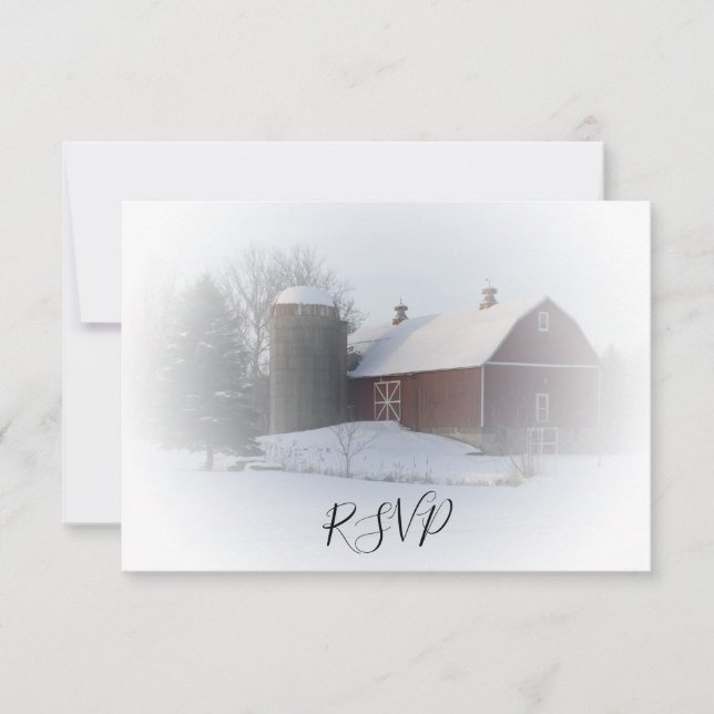 Boda de invierno cubierta de nieve y silo RSVP (Anverso)