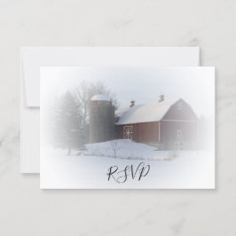 Boda de invierno cubierta de nieve y silo RSVP