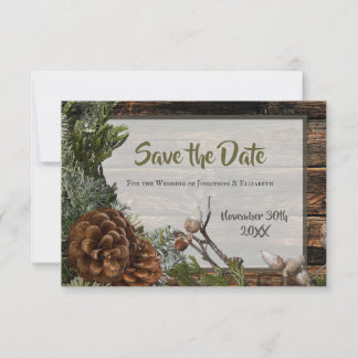 Boda de invierno de pinocha rústica