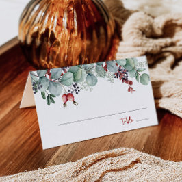 Boda de Invierno Doble Tarjeta de Lugar Eucalyptus