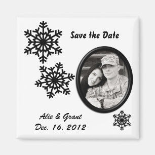 Boda de invierno en blanco y negro salva el imán d