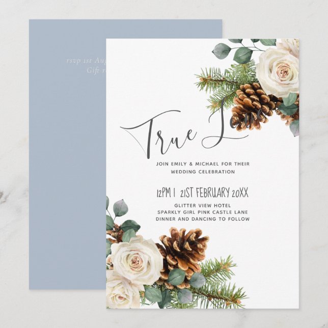 Boda de Invierno Eucalyptus Greenery Rosas Blancas (Anverso / Reverso)