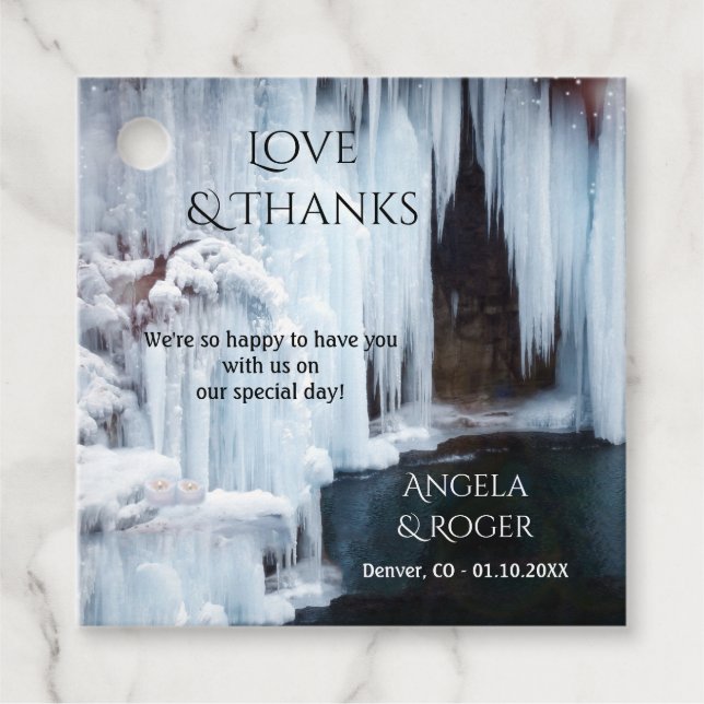 Boda de Invierno Gracias Etiqueta De Favor (Anverso)