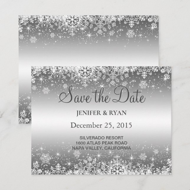 Boda de invierno guardar la invitación de fecha (Anverso / Reverso)