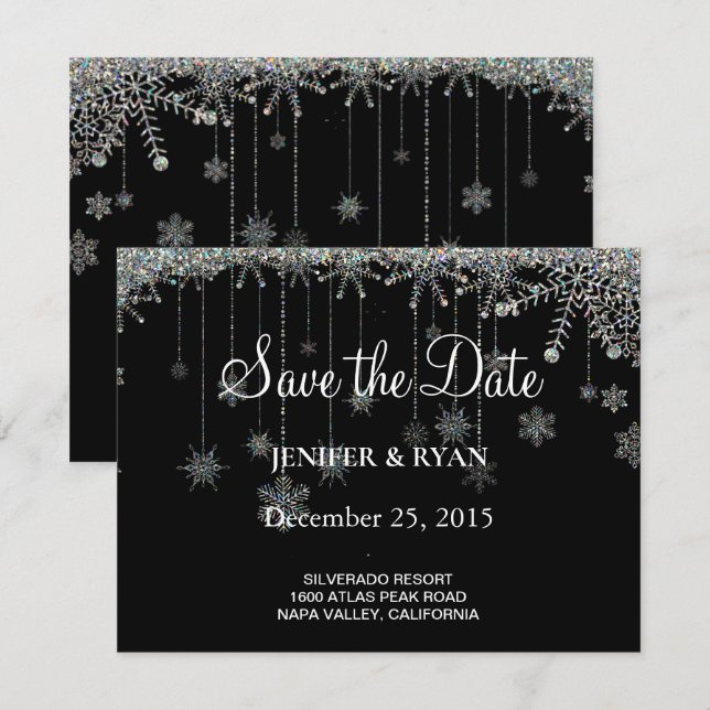 Boda de invierno guardar la invitación de fecha (Anverso / Reverso)