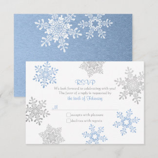 Boda de invierno Lapis Blue Silver Snowflake RSVP
