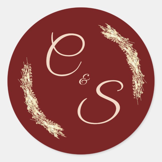 Boda de invierno Pegatina estacional monogramado (Anverso)