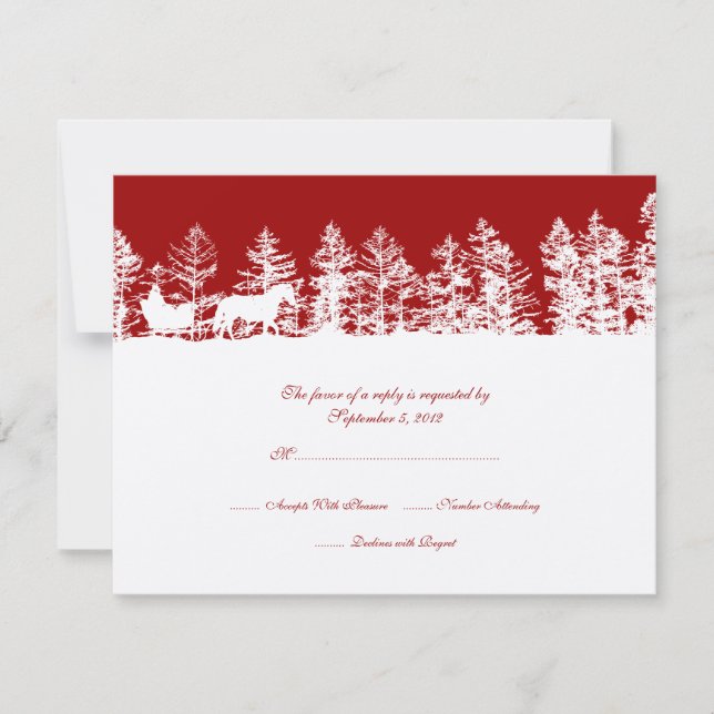 Boda de Invierno Rojo y Blanco RSVP (Anverso)